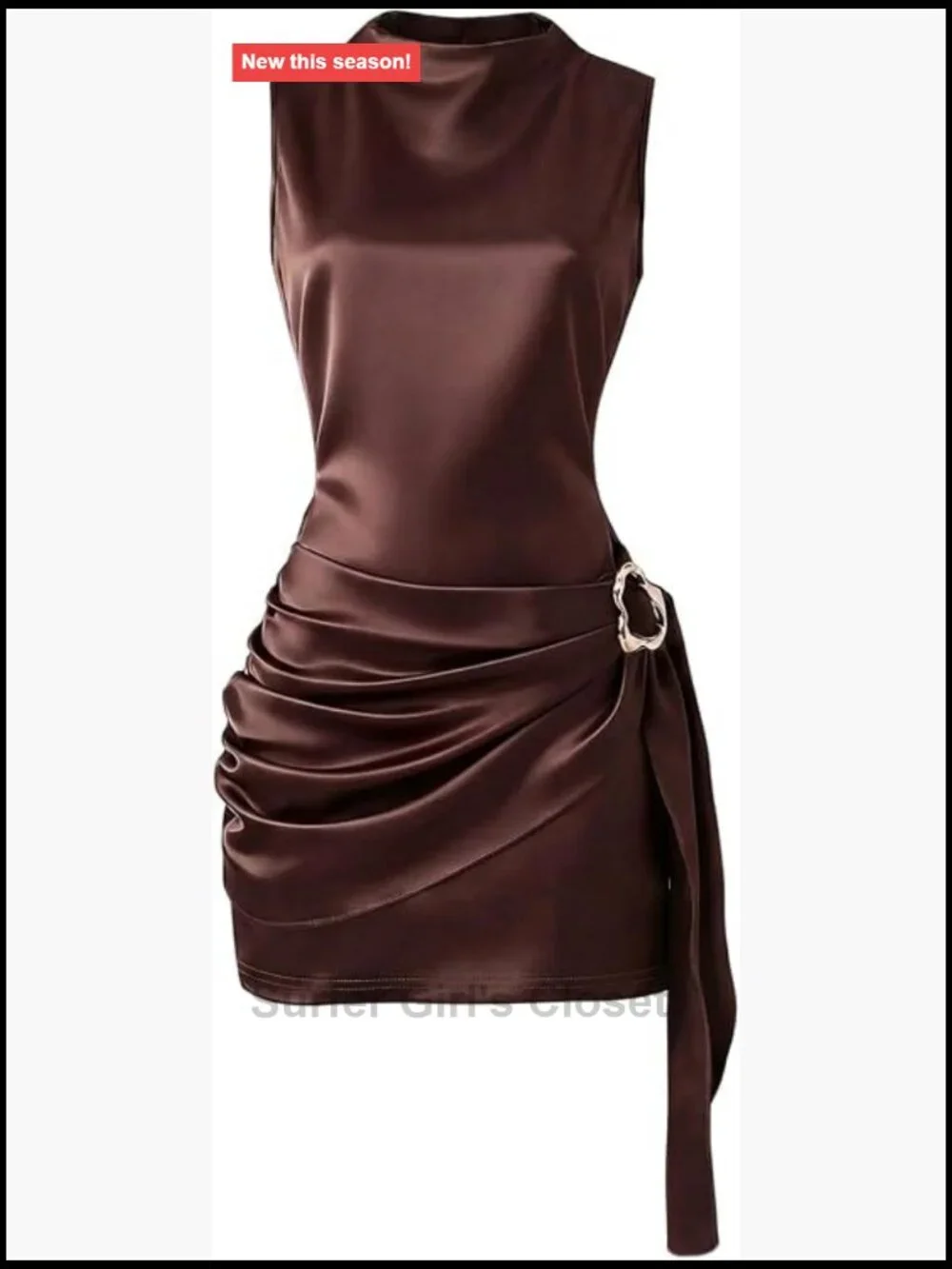 Satin Bodycon Mini Dress Ruched Wrap Hem Party Prom